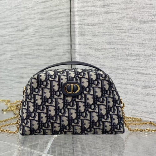 DIOR small 30 montaigne 21cm aphrodite pouch blue oblique embroidery
