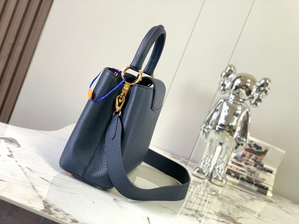 Louis Vuitton capucines mm 31.5 midnight blue taurillon leather gold hardware