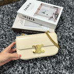 Celine TRIPHOME 20 WHITE COWHIDE LEATHER CHAIN STRAP BAG