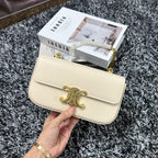 Celine TRIPHOME 20 WHITE COWHIDE LEATHER CHAIN STRAP BAG