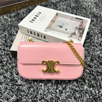 Celine TRIPHOME 20 PINK PASTEL COWHIDE LEATHER CHAIN STRAP BAG