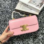 Celine TRIPHOME 20 PINK PASTEL COWHIDE LEATHER CHAIN STRAP BAG
