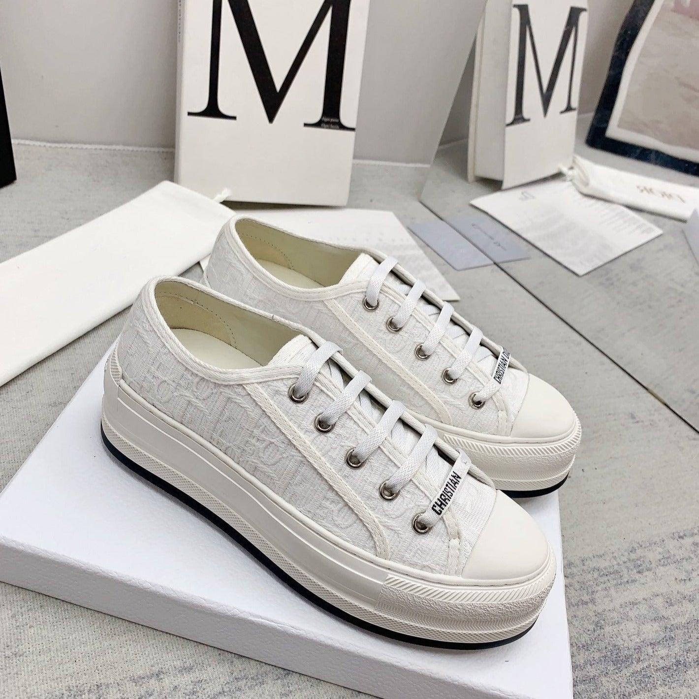 DIOR walkn 45 white oblique embroidery canvas