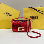 FENDI BAGUETTE MINI 19 IN RED SEQUINS GOLD HARDWARE
