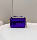 FENDI BAGUETTE MINI 19 IN GRAPE JELLY SEQUINS GOLD HARDWARE