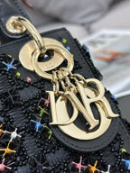 DIOR Mini Lady 17 Black Lambskin Black Beads