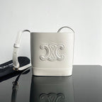 Celine CUIR TRIPHOME 19 WHITE SMOOTH CALFSKIN BUCKET BAG