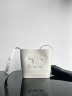 Celine CUIR TRIPHOME 19 WHITE SMOOTH CALFSKIN BUCKET BAG