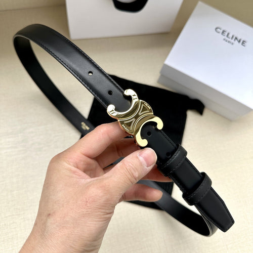Celine Medium Triomphe Belt 25mm Black Calfskin Ghw