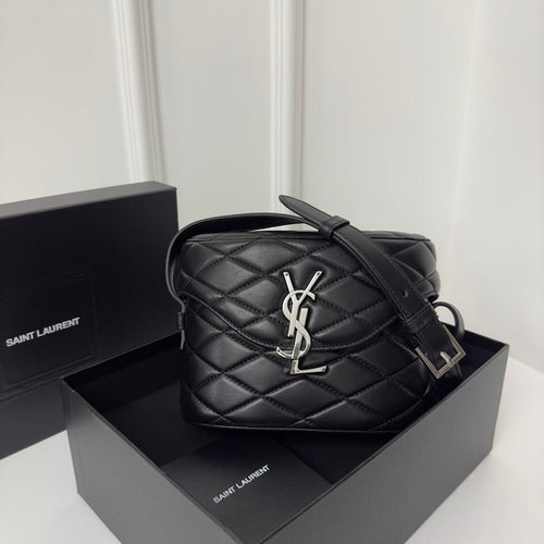 Saint Laurent SL June Box Bag In Quilted Black Lambskin Shw