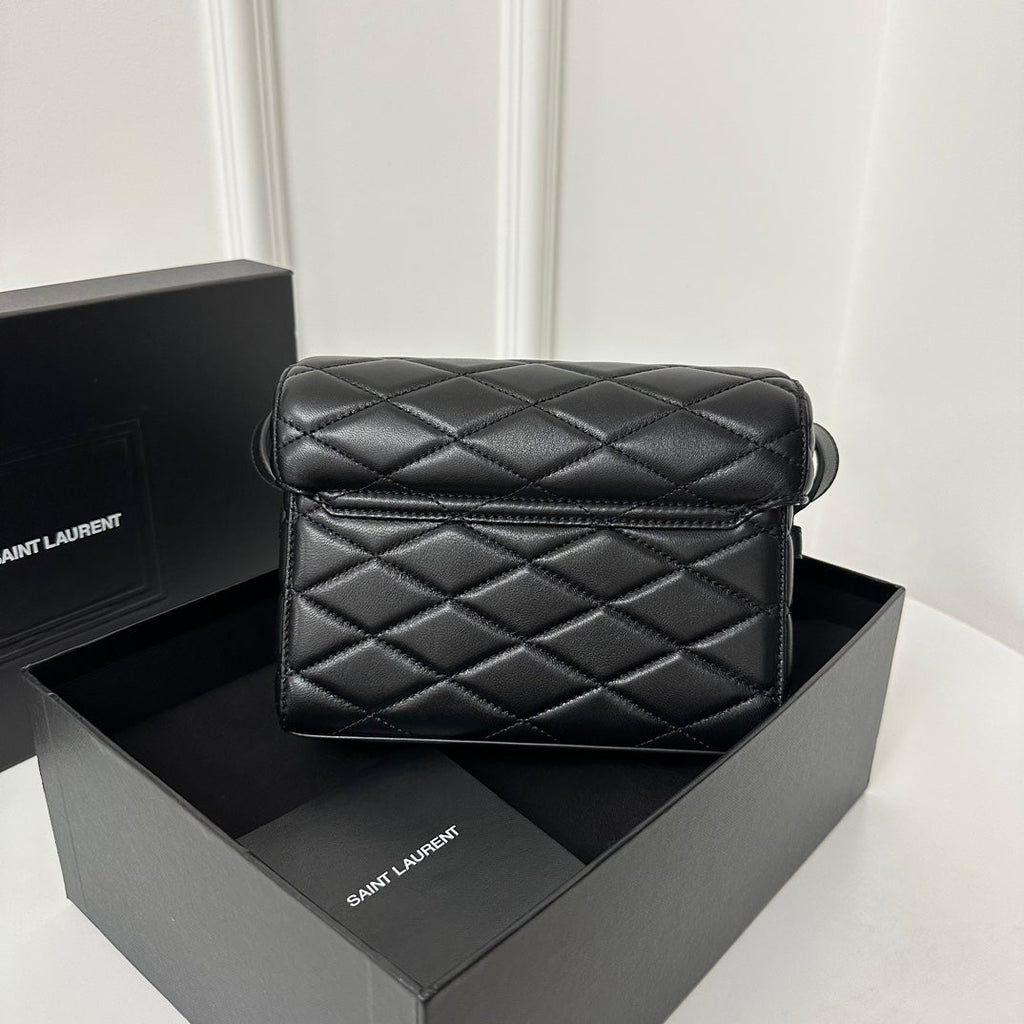 Saint Laurent SL June Box Bag In Quilted Black Lambskin Shw