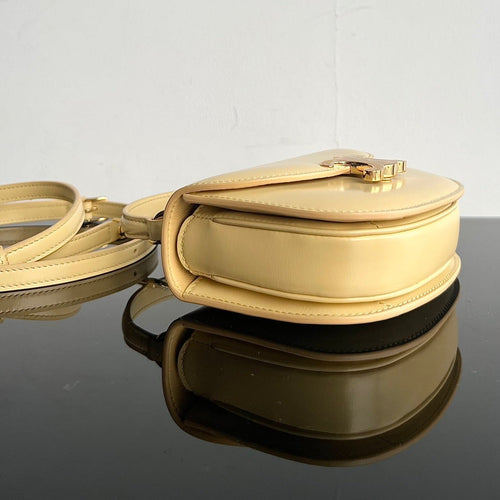 Celine TRIOMPHE SHINY CALFSKIN HANDBAG 18 YELLOW PASTEL