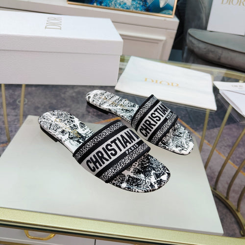 DIOR Mule Dway Slide 10mm Multi-motifs Style 13