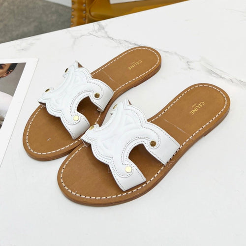 Celine TRIOMPHE SLIDE IN WHITE CALFSKIN