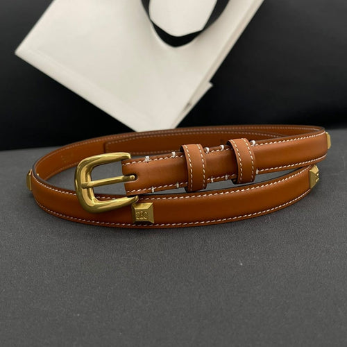 Celine CL SMALL 18 MM TRIOMPHE BELT IN TAURILLON BRONZE BROWN LEATHER GOLD HARDWARE