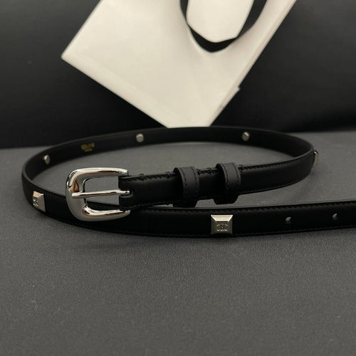 Celine CL SMALL 18 MM TRIOMPHE BELT IN TAURILLON BLACK LEATHER SILVER HARDWARE