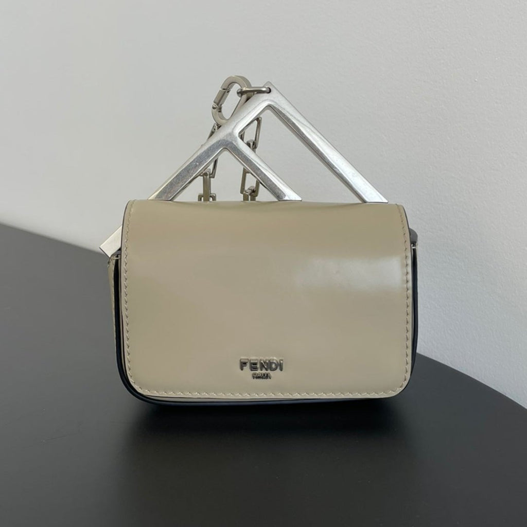 FENDI FENDI MINI FIRST SIGHT 13 BAG IN TAN BROWN CALFSKIN WITH SILVER HARDWARE