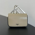 FENDI FENDI MINI FIRST SIGHT 13 BAG IN TAN BROWN CALFSKIN WITH SILVER HARDWARE