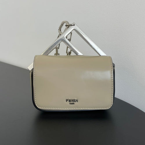 FENDI FENDI MINI FIRST SIGHT 13 BAG IN TAN BROWN CALFSKIN WITH SILVER HARDWARE
