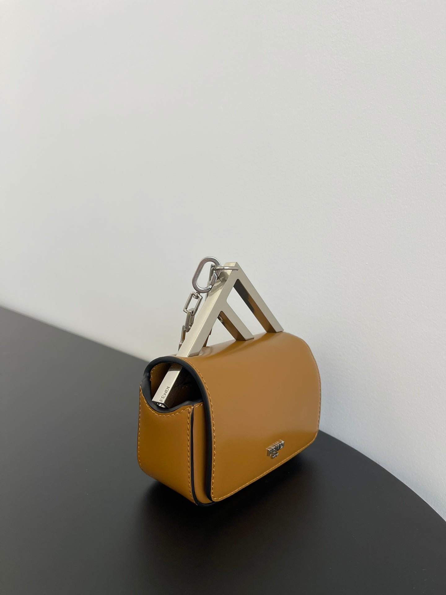 FENDI FENDI MINI FIRST SIGHT 13 BAG IN COPPER BROWN CALFSKIN WITH SILVER HARDWARE