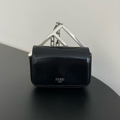 FENDI FENDI MINI FIRST SIGHT 13 BAG IN BLACK CALFSKIN WITH SILVER HARDWARE