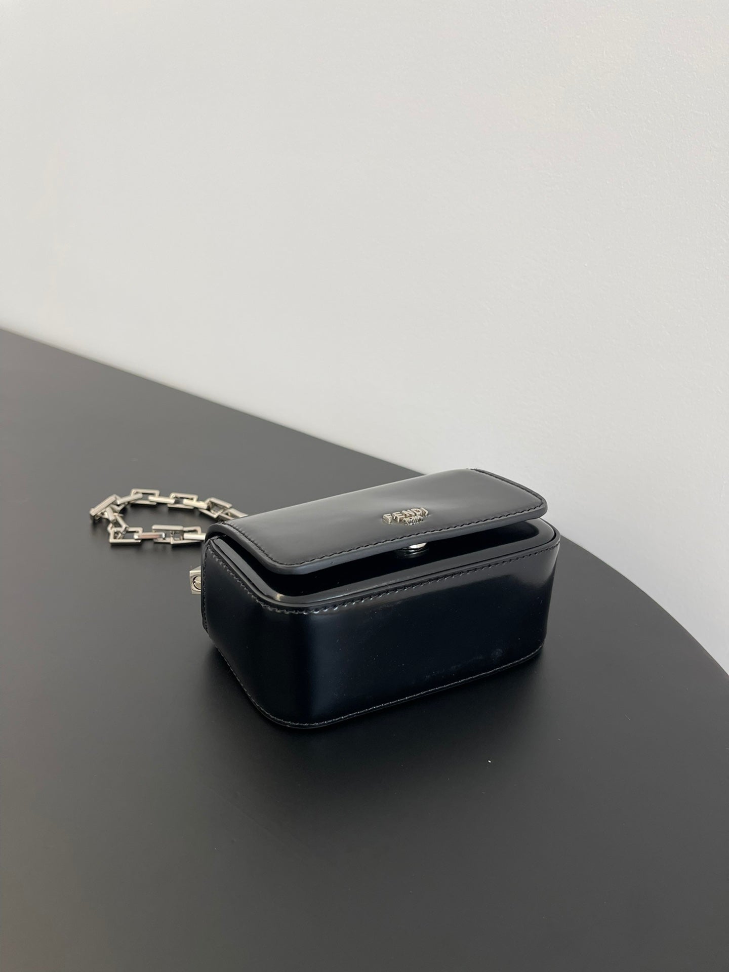 FENDI FENDI MINI FIRST SIGHT 13 BAG IN BLACK CALFSKIN WITH SILVER HARDWARE