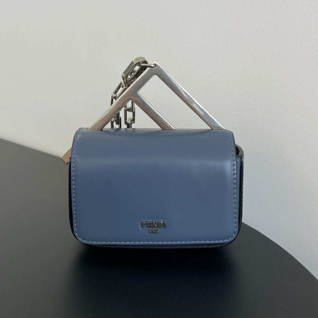 FENDI FENDI MINI FIRST SIGHT 13 BAG IN PIGEON BLUE CALFSKIN WITH SILVER HARDWARE