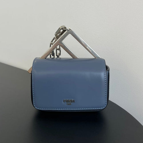 FENDI FENDI MINI FIRST SIGHT 13 BAG IN PIGEON BLUE CALFSKIN WITH SILVER HARDWARE