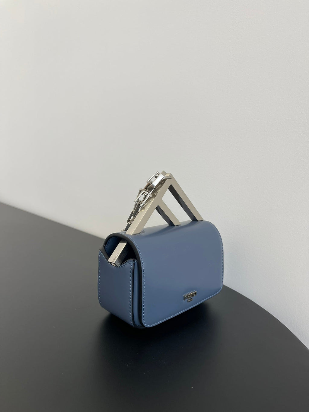 FENDI FENDI MINI FIRST SIGHT 13 BAG IN PIGEON BLUE CALFSKIN WITH SILVER HARDWARE