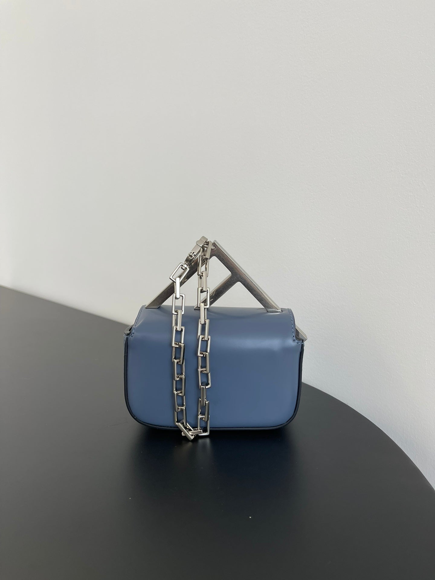 FENDI FENDI MINI FIRST SIGHT 13 BAG IN PIGEON BLUE CALFSKIN WITH SILVER HARDWARE