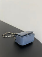 FENDI FENDI MINI FIRST SIGHT 13 BAG IN PIGEON BLUE CALFSKIN WITH SILVER HARDWARE