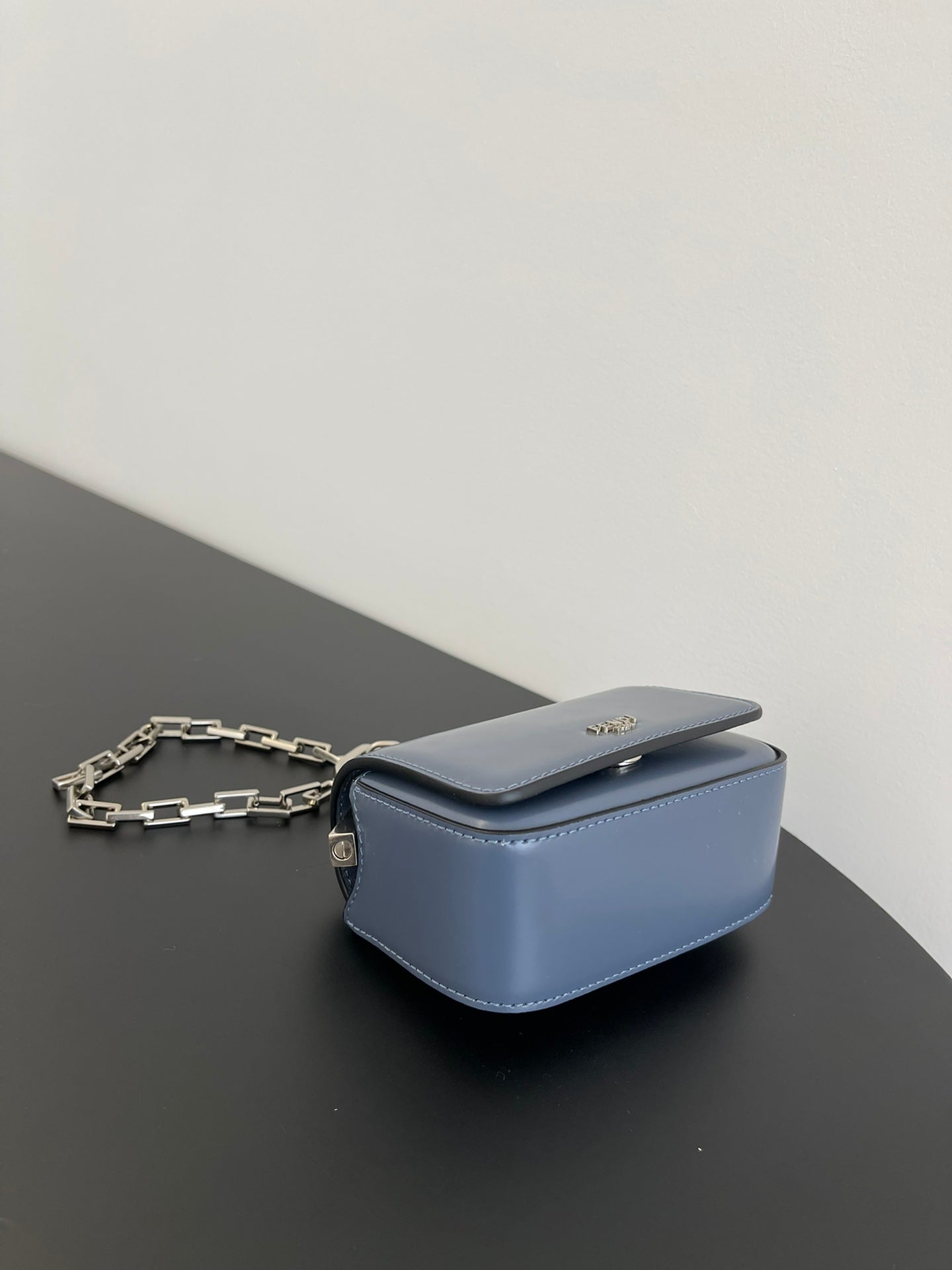 FENDI FENDI MINI FIRST SIGHT 13 BAG IN PIGEON BLUE CALFSKIN WITH SILVER HARDWARE