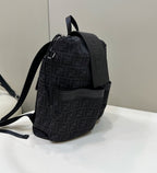 FENDI FENDI STRIKE 41 MEDIUM FF BLACK JACQUARD FABRIC BACKPACK