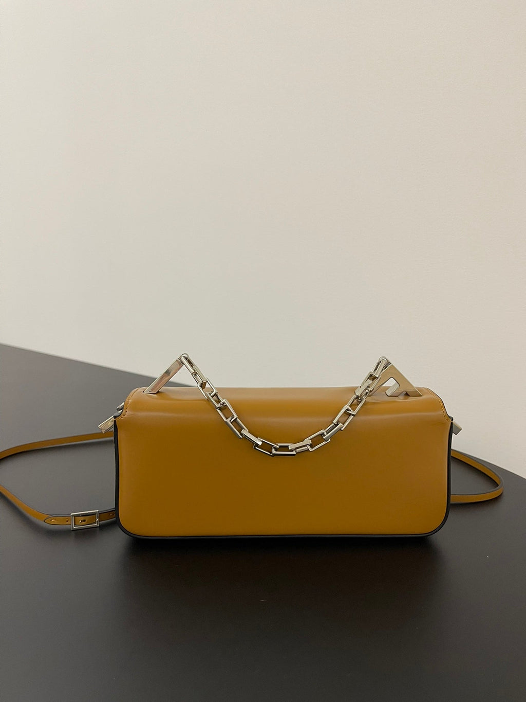FENDI FENDI MINI FIRST SIGHT 23 BAG IN COPPER BROWN CALFSKIN WITH SILVER HARDWARE