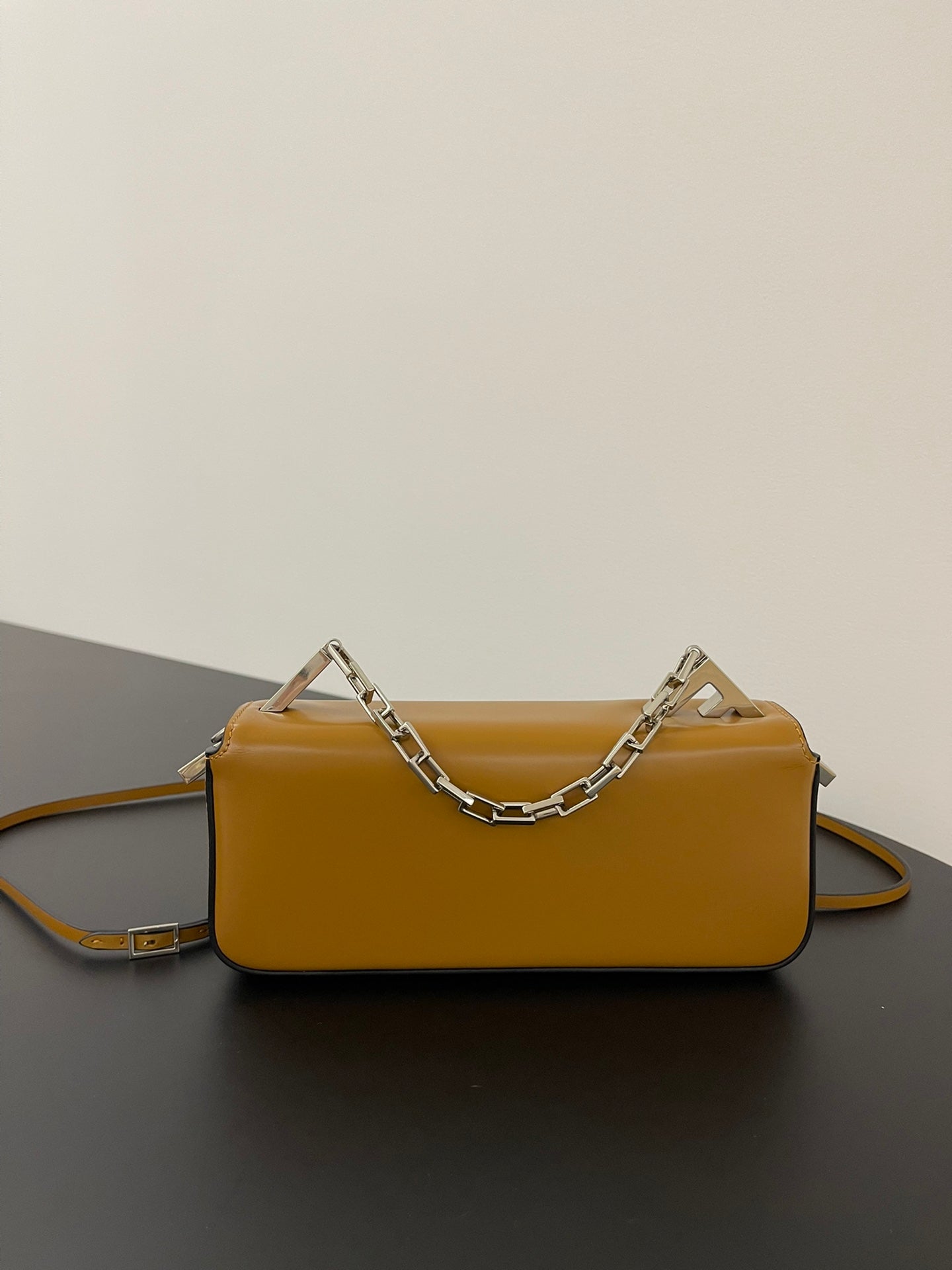 FENDI FENDI MINI FIRST SIGHT 23 BAG IN COPPER BROWN CALFSKIN WITH SILVER HARDWARE