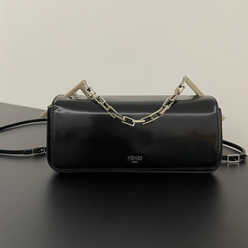 FENDI FENDI MINI FIRST SIGHT 23 BAG IN BLACK CALFSKIN WITH SILVER HARDWARE