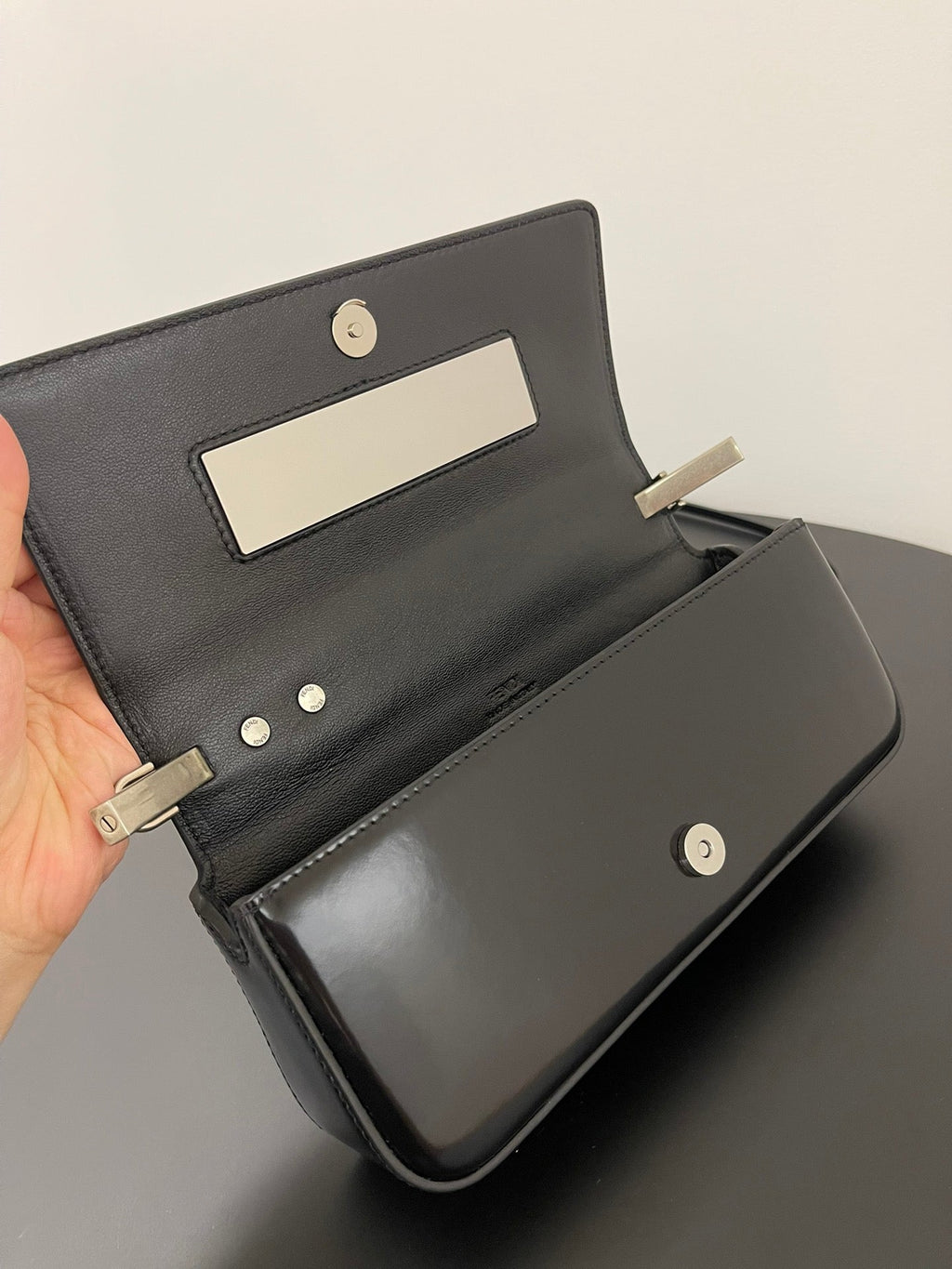 FENDI FENDI MINI FIRST SIGHT 23 BAG IN BLACK CALFSKIN WITH SILVER HARDWARE