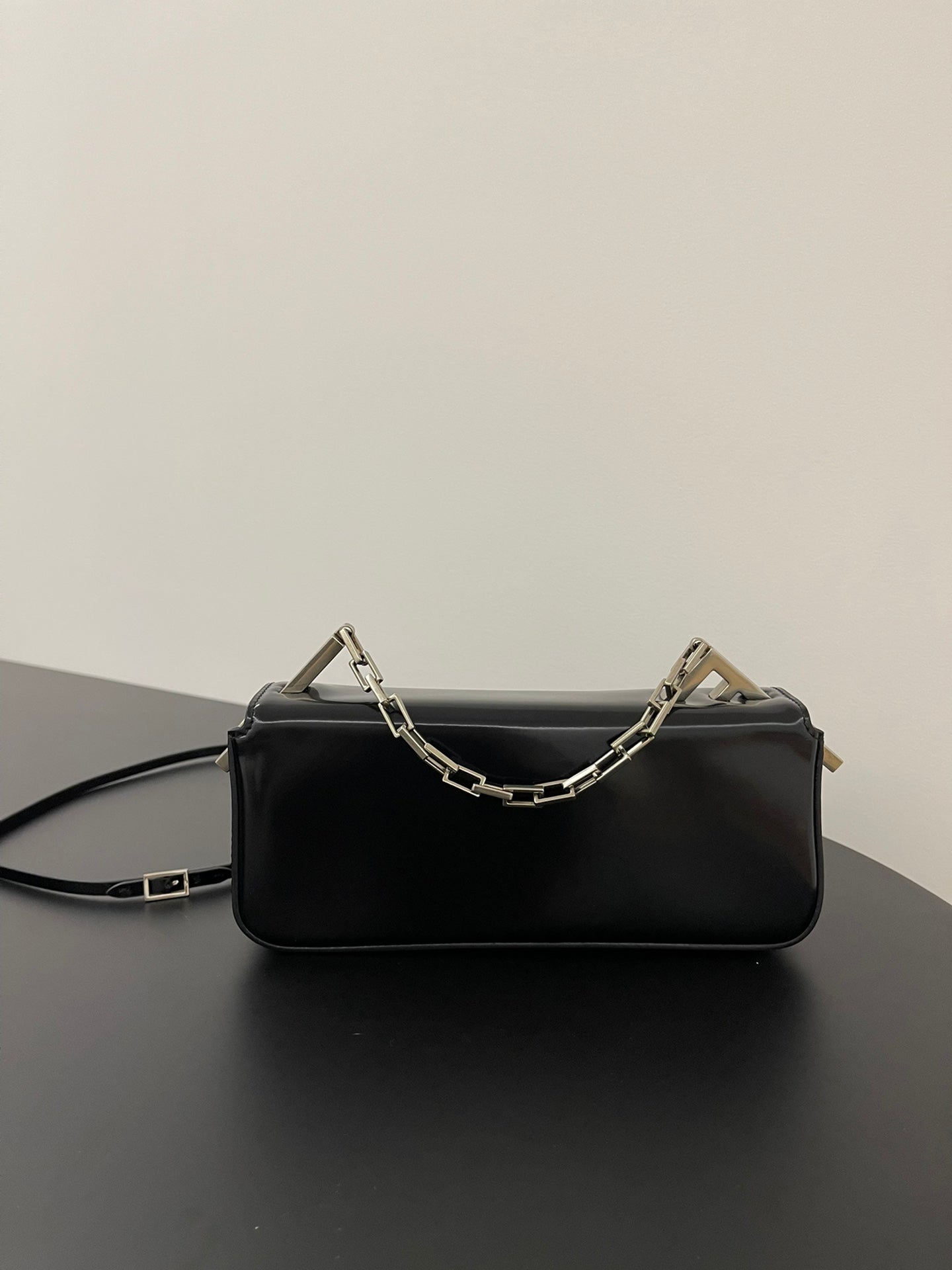FENDI FENDI MINI FIRST SIGHT 23 BAG IN BLACK CALFSKIN WITH SILVER HARDWARE