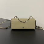FENDI FENDI MINI FIRST SIGHT 23 BAG IN ECRU BROWN CALFSKIN WITH SILVER HARDWARE