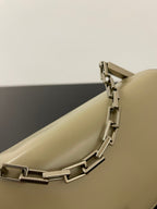 FENDI FENDI MINI FIRST SIGHT 23 BAG IN ECRU BROWN CALFSKIN WITH SILVER HARDWARE