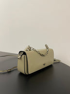 FENDI FENDI MINI FIRST SIGHT 23 BAG IN ECRU BROWN CALFSKIN WITH SILVER HARDWARE