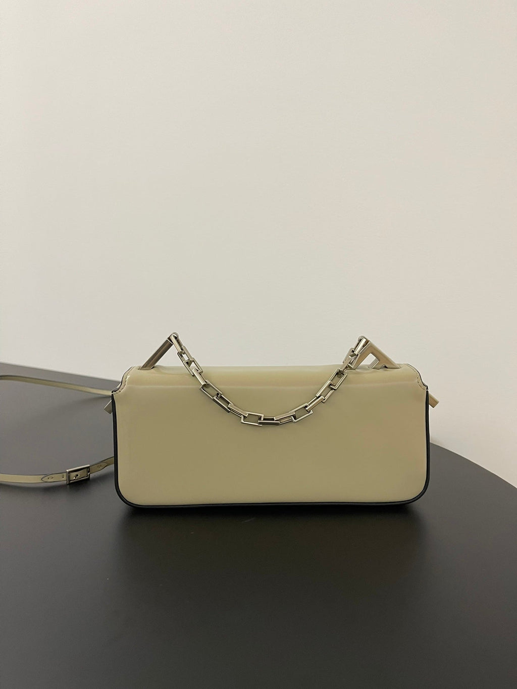 FENDI FENDI MINI FIRST SIGHT 23 BAG IN ECRU BROWN CALFSKIN WITH SILVER HARDWARE