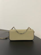 FENDI FENDI MINI FIRST SIGHT 23 BAG IN ECRU BROWN CALFSKIN WITH SILVER HARDWARE