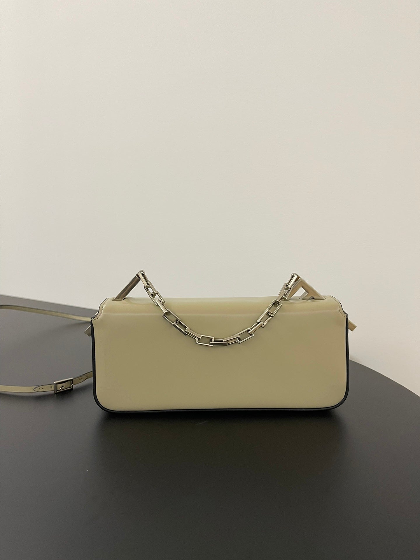 FENDI FENDI MINI FIRST SIGHT 23 BAG IN ECRU BROWN CALFSKIN WITH SILVER HARDWARE