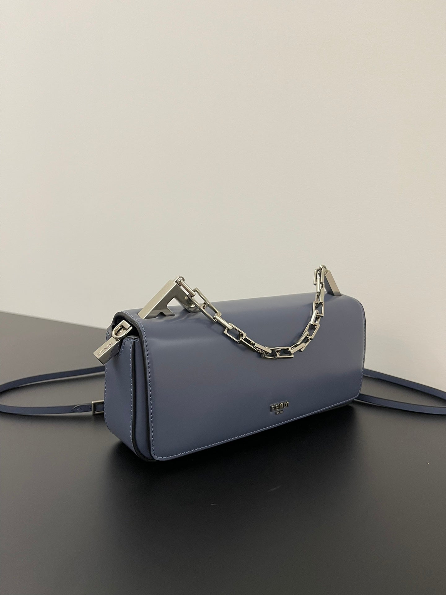 FENDI FENDI MINI FIRST SIGHT 23 BAG IN INDIGO BLUE CALFSKIN WITH SILVER HARDWARE