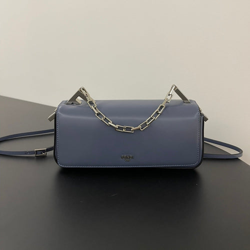 FENDI FENDI MINI FIRST SIGHT 23 BAG IN INDIGO BLUE CALFSKIN WITH SILVER HARDWARE