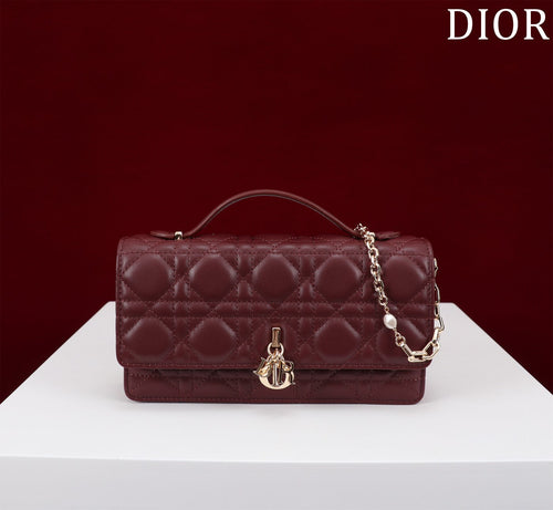 DIOR my mini 21 burgundy lambskin