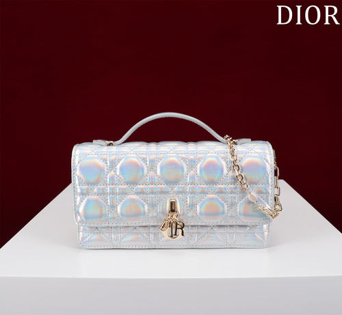 DIOR my mini 21 silver metalic lambskin