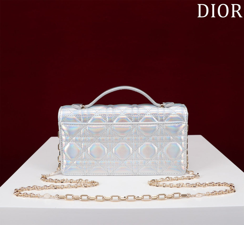 DIOR my mini 21 silver metalic lambskin