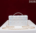 DIOR my mini 21 silver metalic lambskin